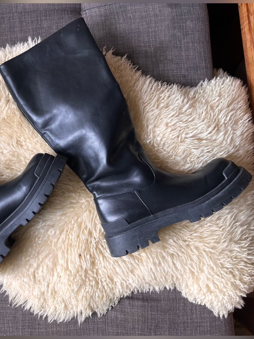 Call It Spring Black Tall Chunky Platform Boots